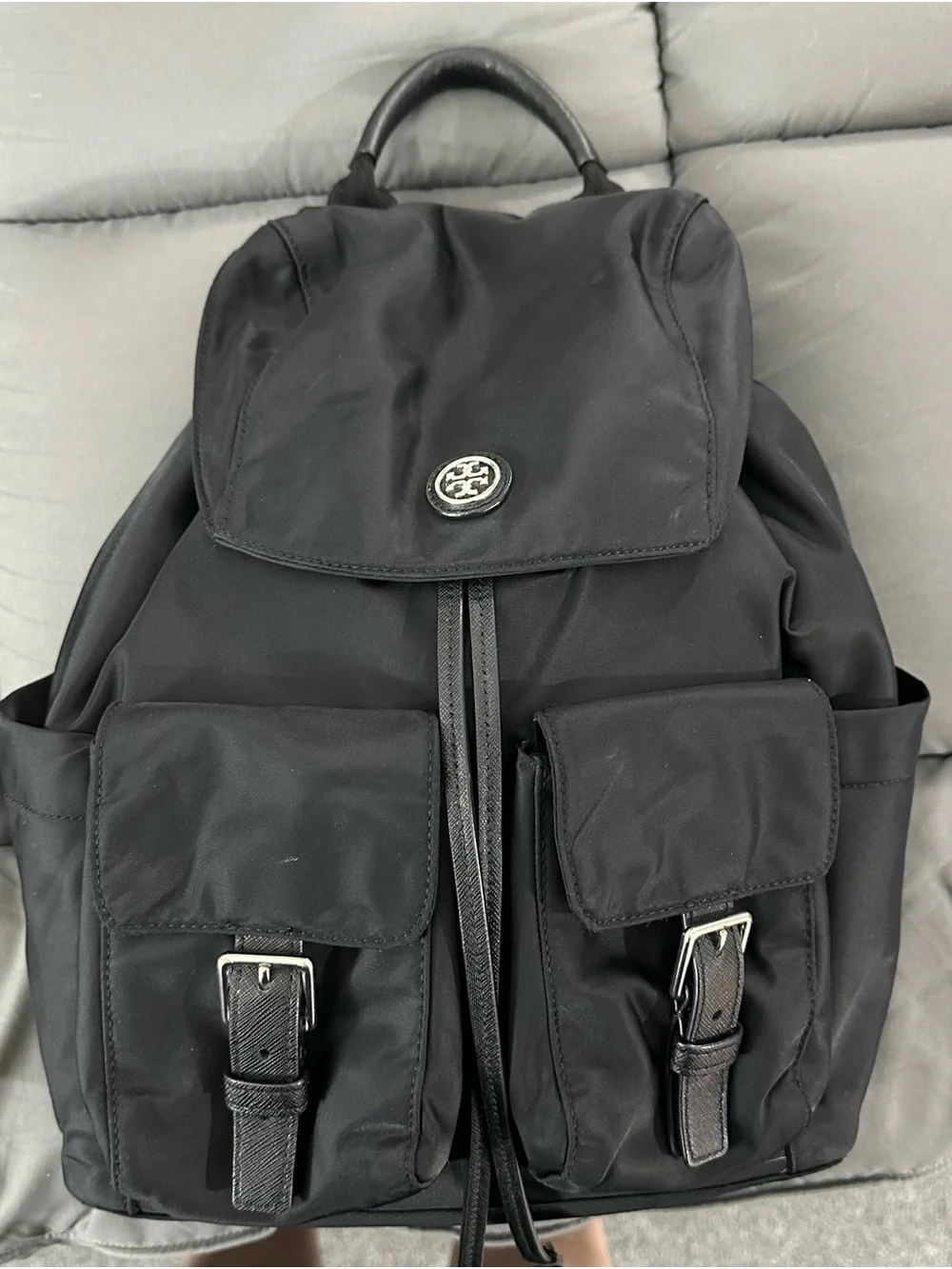Tory Burch Virginia Flap Black Nylon Backpack